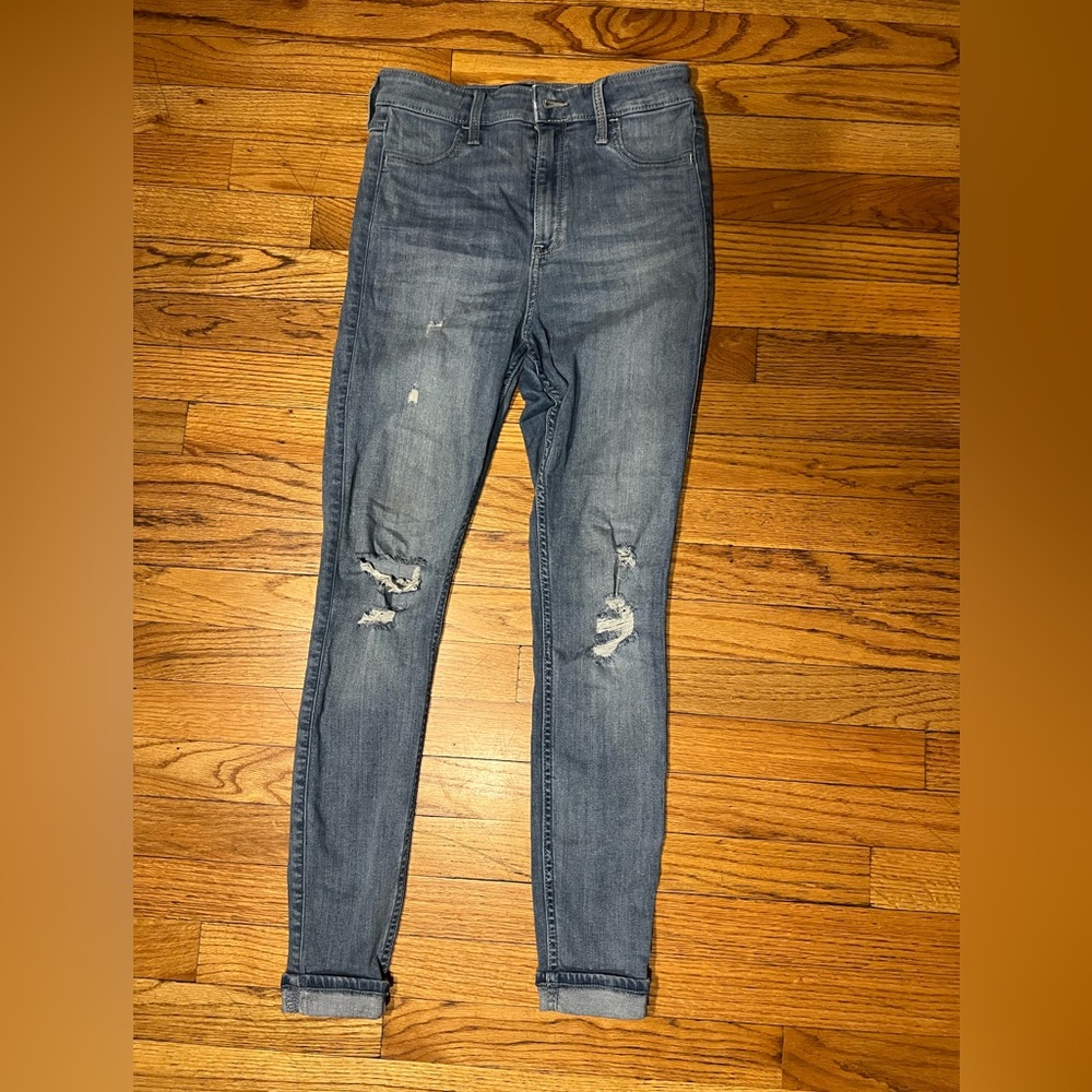 Women's Distressed Blue Jeans